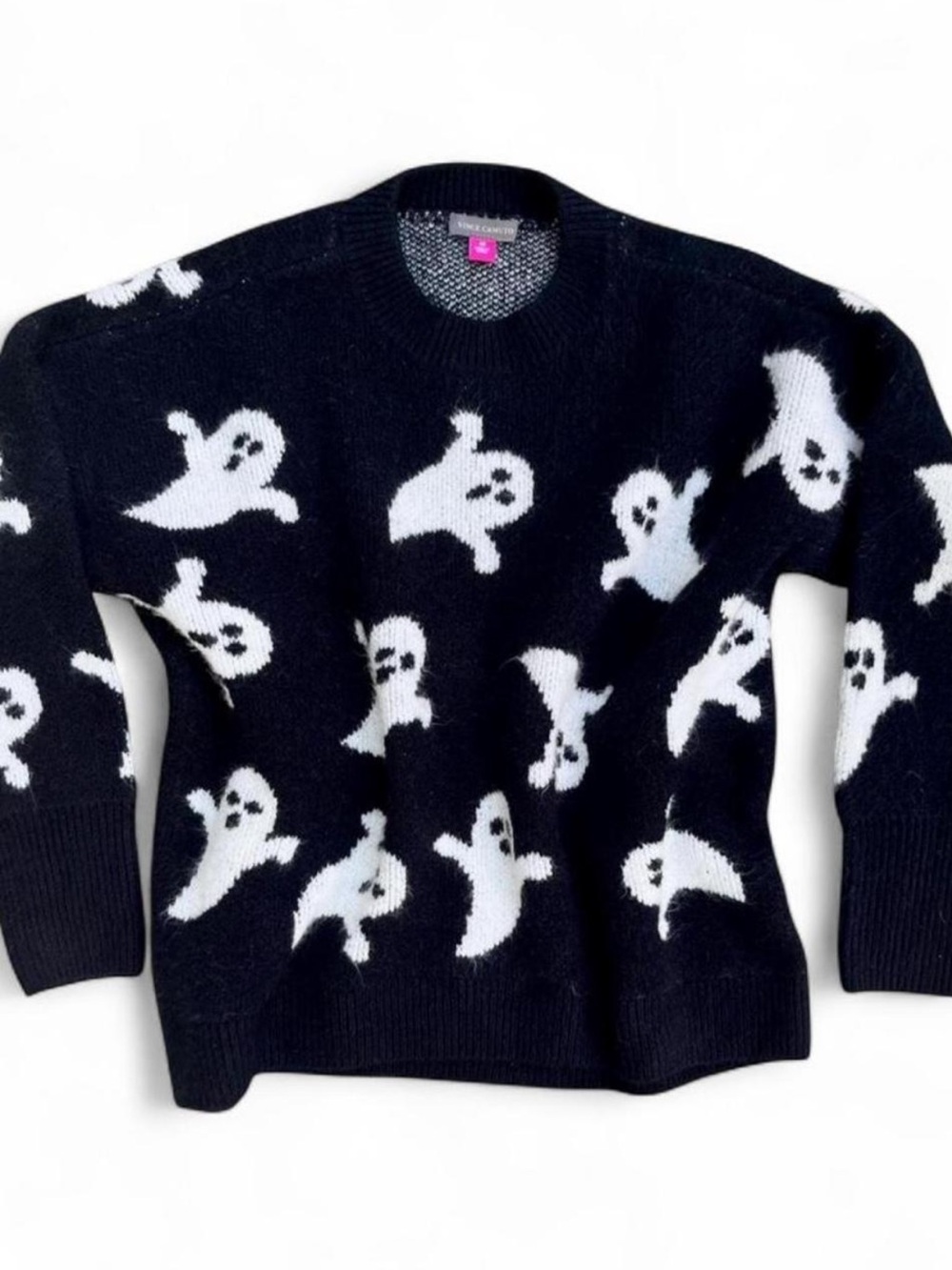 Vince Camuto Black & White Ghost Crewneck Sweater
